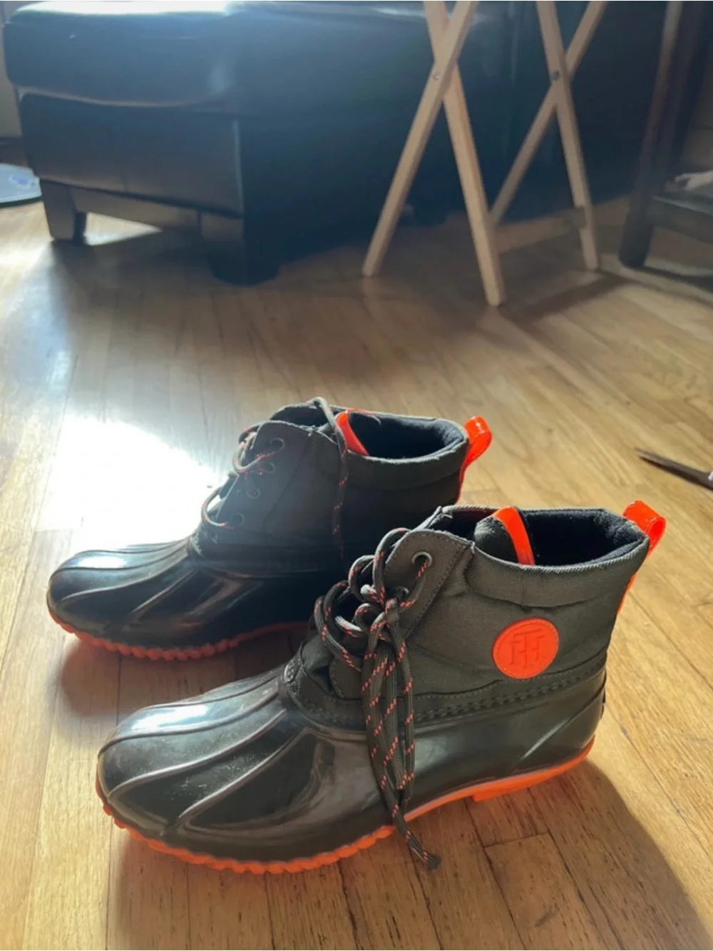 Tommy Hilfiger Black and Orange Hunter Style Ankle Boots